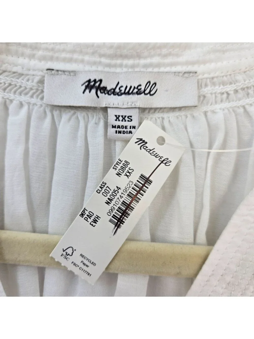 NWT Madewell Boho Shirred Oversized Popover Top Size XS